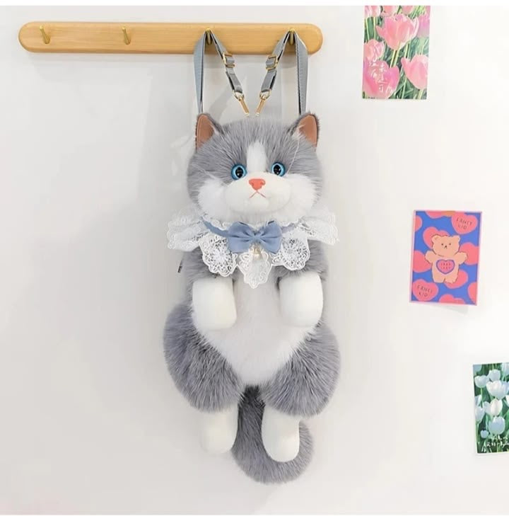 Peluş Konuşan Kedili Sırt Çantası