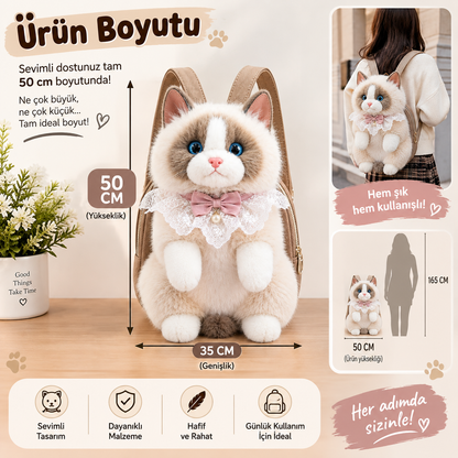 Peluş Konuşan Kedili Sırt Çantası