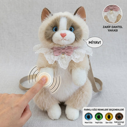 Peluş Konuşan Kedili Sırt Çantası