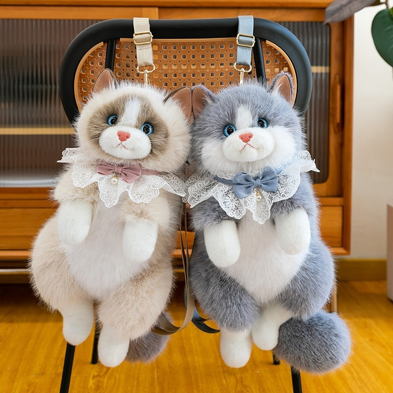Peluş Konuşan Kedili Sırt Çantası
